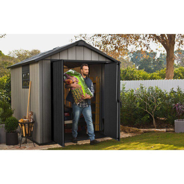 Keter 7.5′ x 9′ Oakland Heavy Duty Plastic Shed – Grey