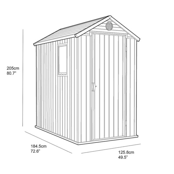 Keter 4’x6′ Darwin Heavy Duty Plastic Garden Shed –  Green