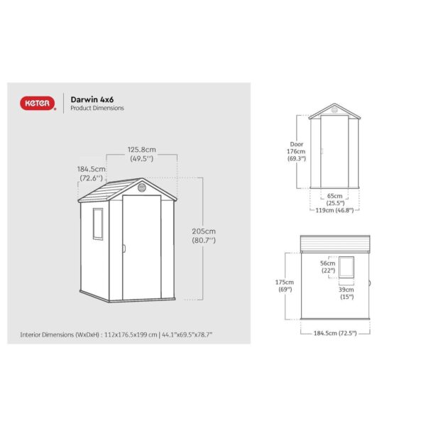 Keter 4’x6′ Darwin Heavy Duty Plastic Garden Shed –  Green